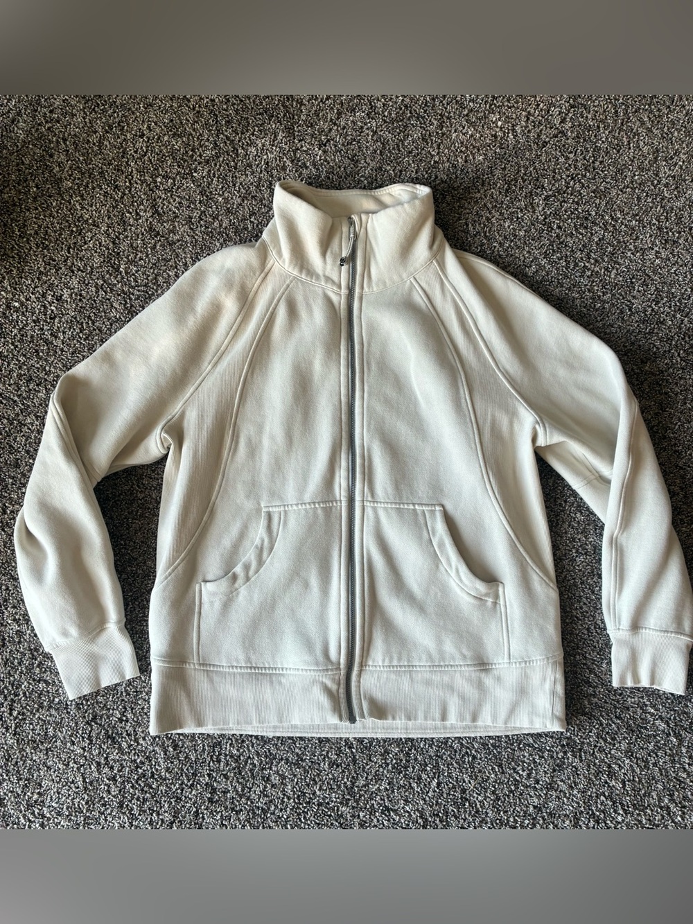 lululemon athletica scuba oversized funnel neck full zip medium large cream